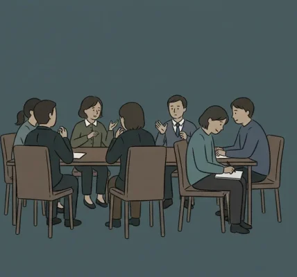 Indirect talk in K-dramas reflected in a silent workplace meeting