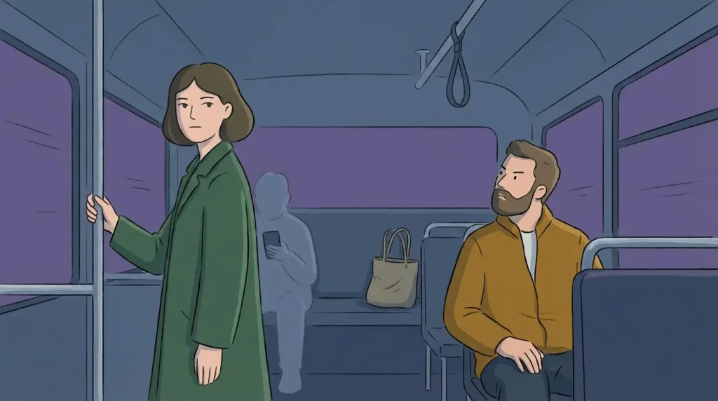 Josonghandeoyo Meaning captured in a bus scene where a calm, polite entry leads into a firm request to stop