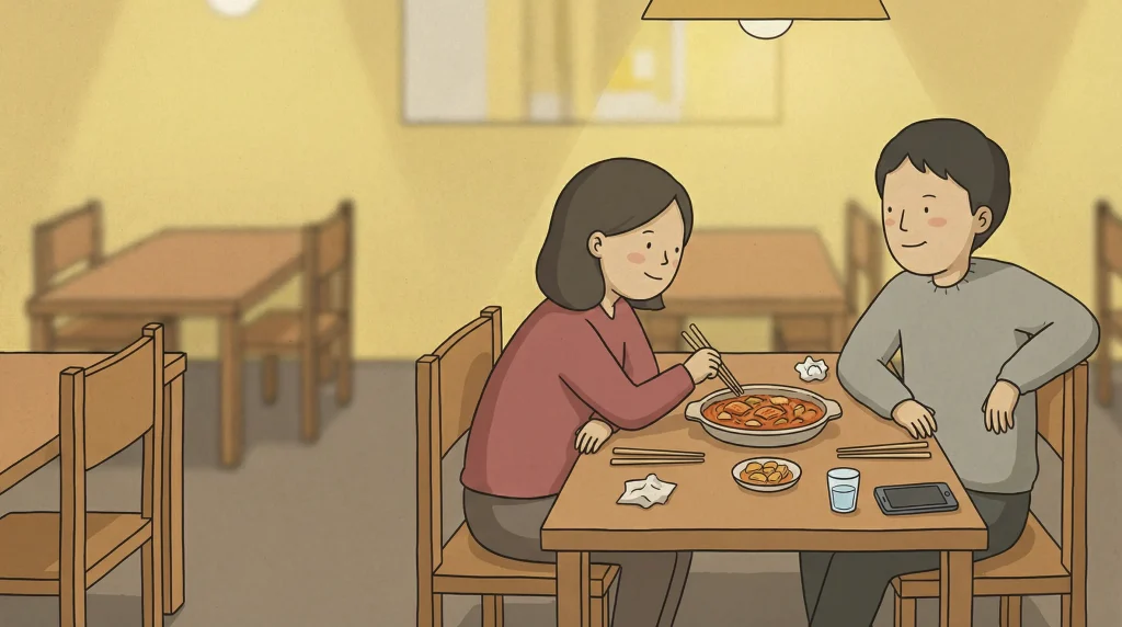 Korean honorifics begin to feel natural after a shared meal that builds familiarity.