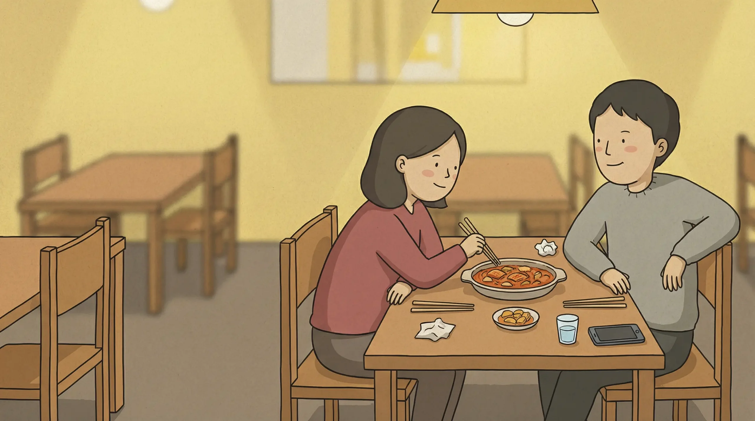 Korean honorifics begin to feel natural after a shared meal that builds familiarity.