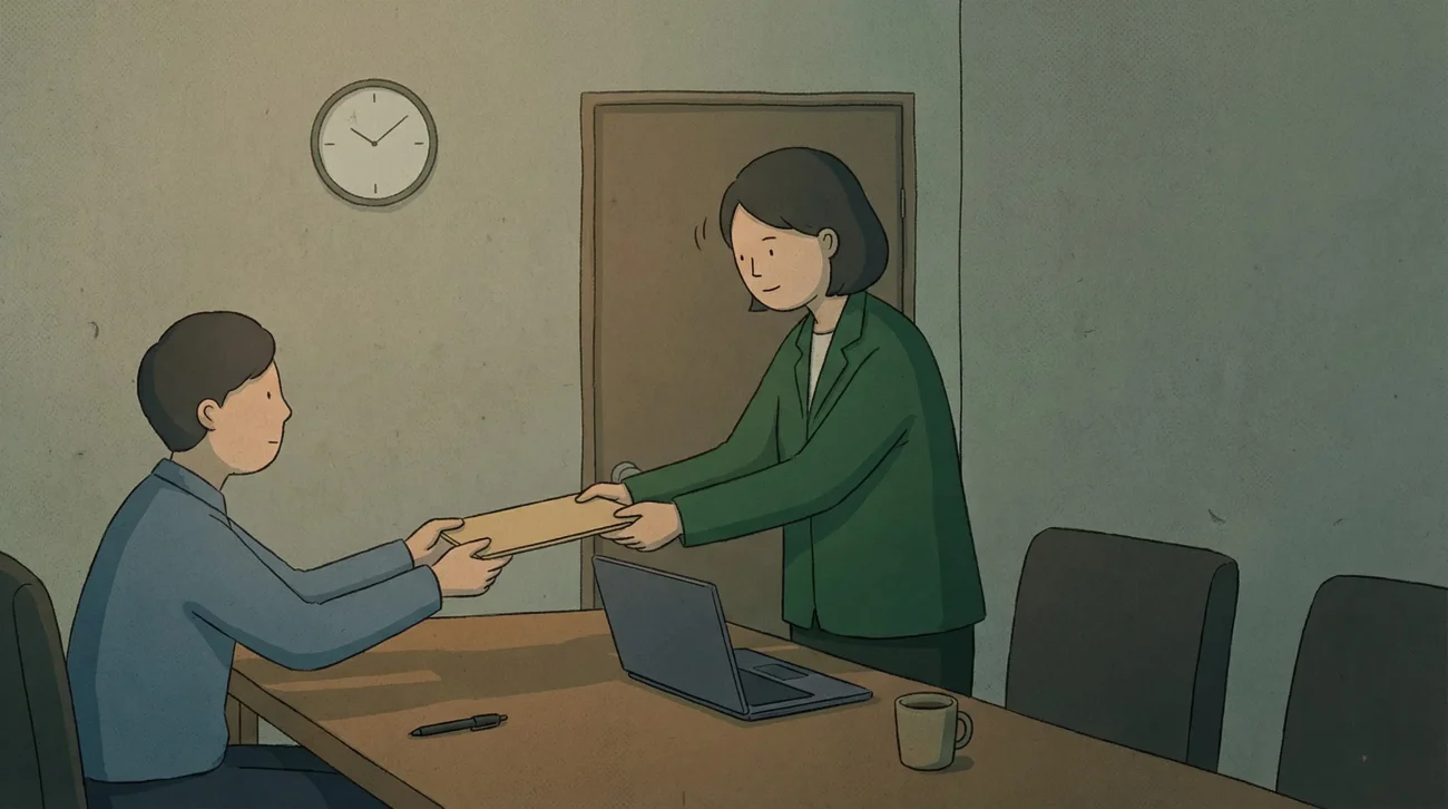 overcorrecting korean two-hand etiquette contrasted with a quiet two-hand document handover that sets a respectful tone in an office