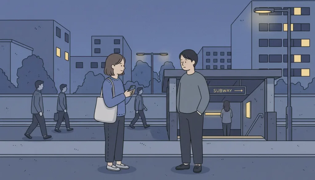 Saying No in Korean Dramas captured in a moment of hesitation before an answer