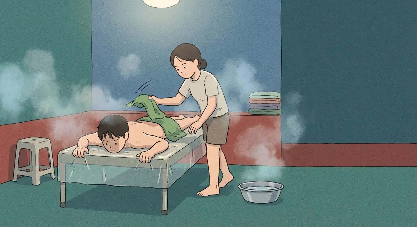 first experience of italy towel korea scrubbing in a bathhouse with visible dead skin removal