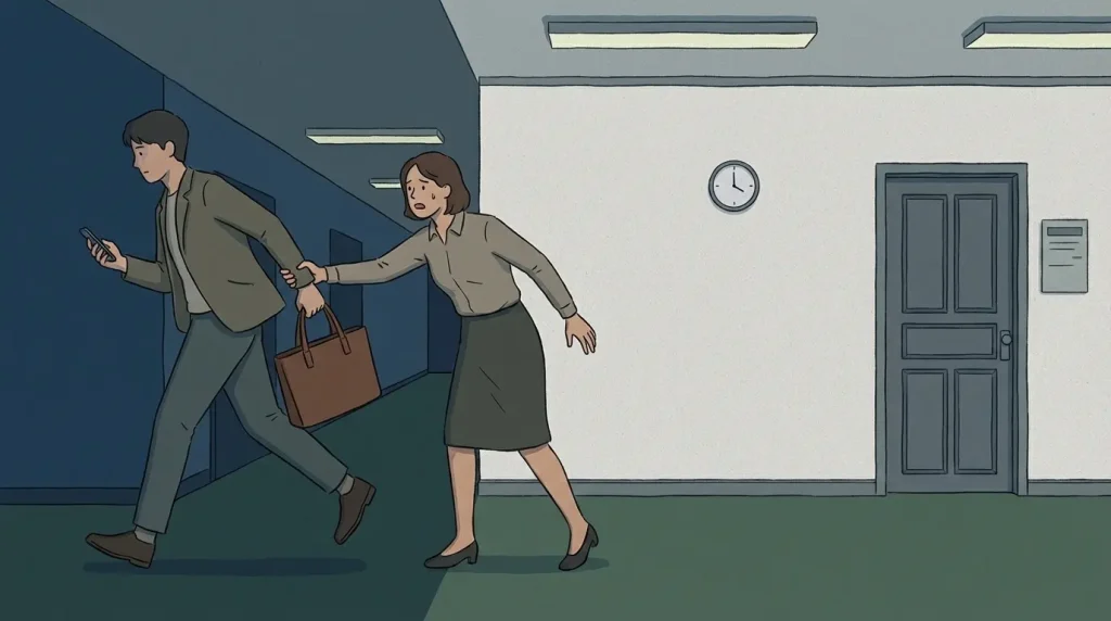 korean wrist grab kdrama meaning shown in a real-life moment where a stranger stops someone who is already walking away