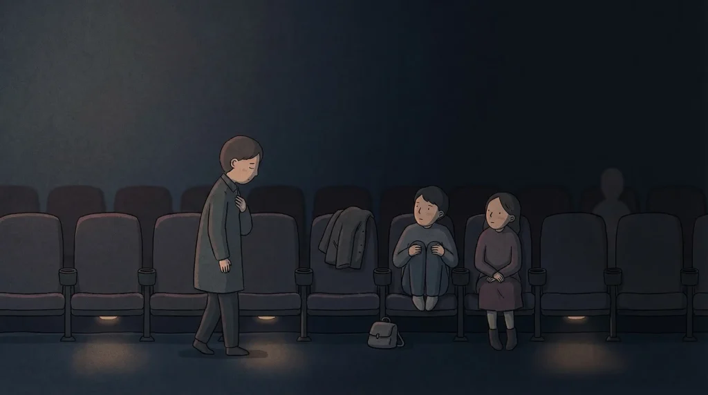 What Is Nunchi image of people in a movie theater quietly making space before being fully asked
