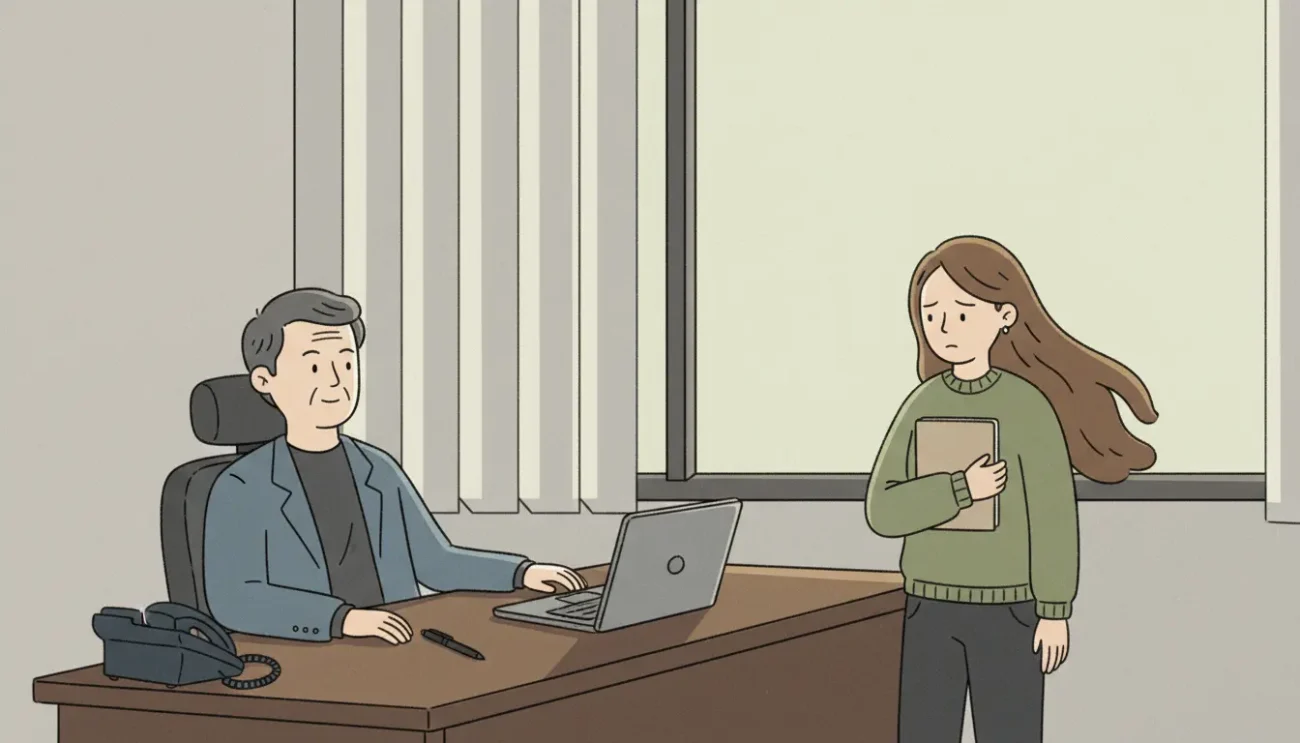 When Do Koreans Stay Silent Instead of Speaking image showing a tense office exchange shaped by hierarchy