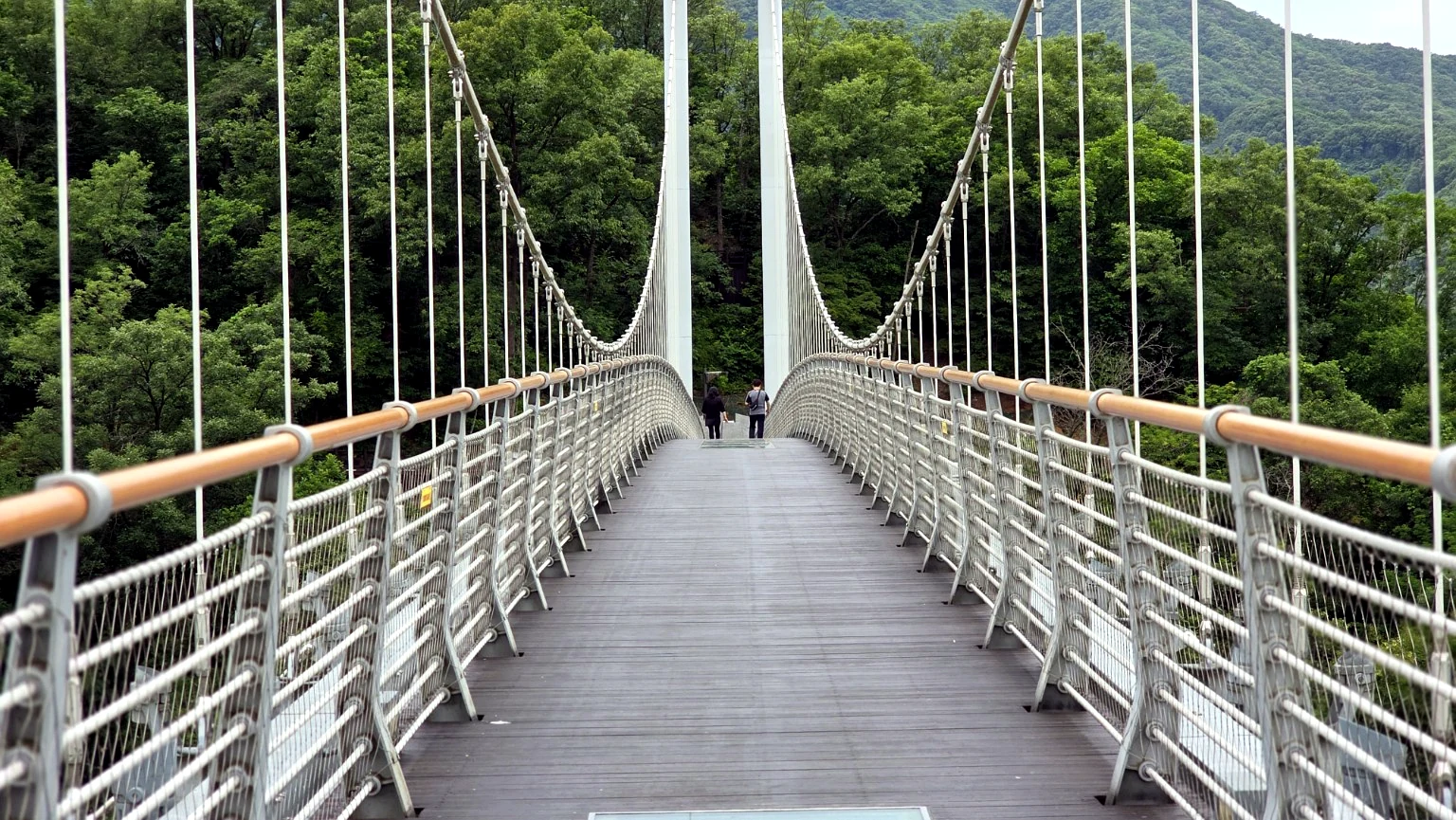 Hantangang Sky Bridge carries visitors across the deep basalt gorge in Pocheon.