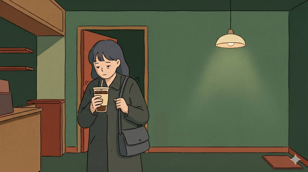 Korean Cafe Culture shown through a person holding a large iced americano before starting the day.