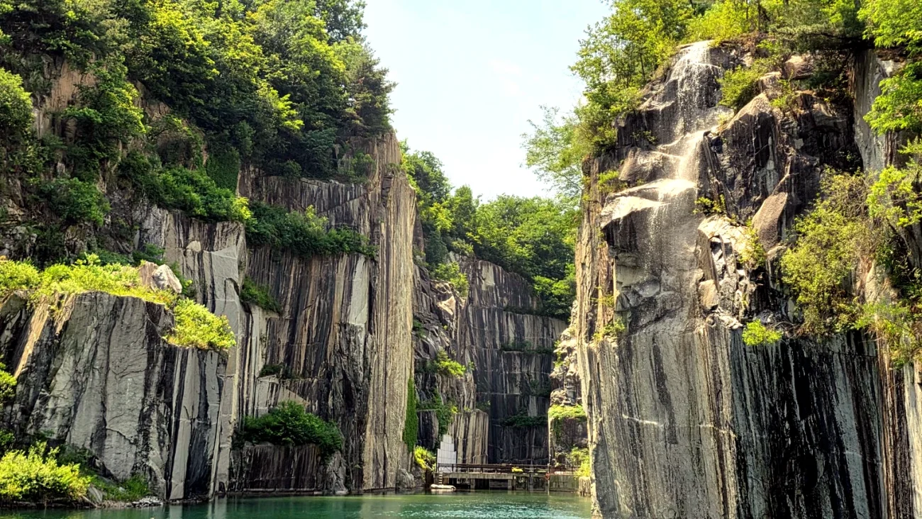Pocheon Art Valley emerald quarry lake surrounded by granite cliffs
