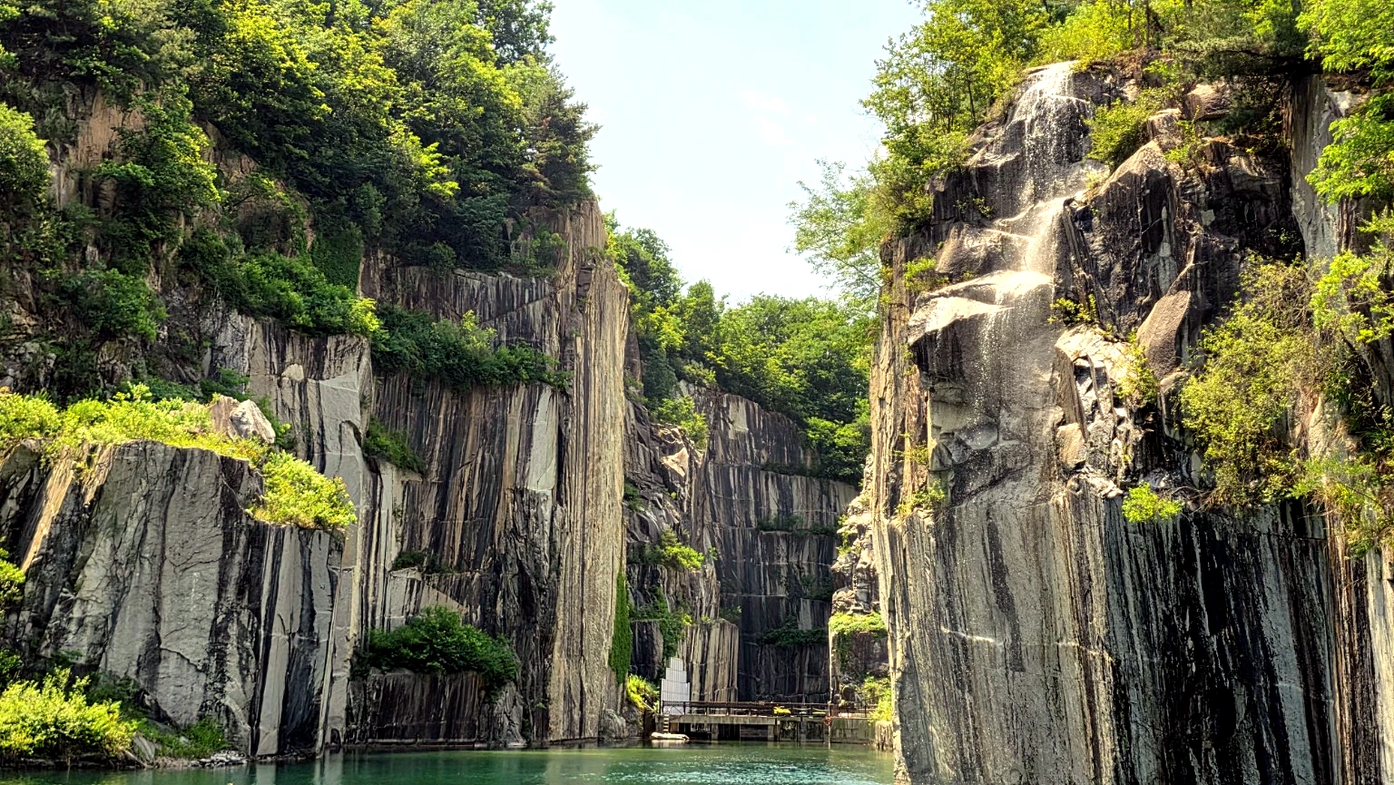Pocheon Art Valley emerald quarry lake surrounded by granite cliffs